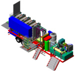 Représentation 3D d'un process d'usine autonome mobile.