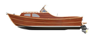 Wooden motor boat composite wood