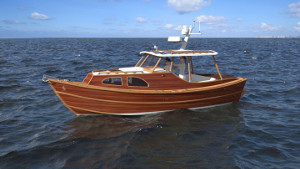 Wooden motor boat composite wood