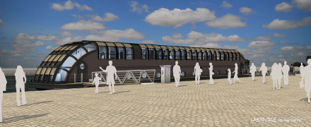 Floating restaurant 40 x 7m outdoor view
