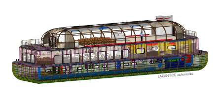 Floating restaurant structure lines